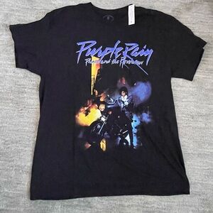 Prince Purple Rain Unisex Large Black T-shirt -‎ New With Tags (NWT)